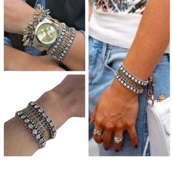 Stella & Dot Portia Gold Silver Rhinestone Bracelet Retired - Picture 4 of 16